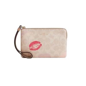Coach Corner Zip Wristlet Lips